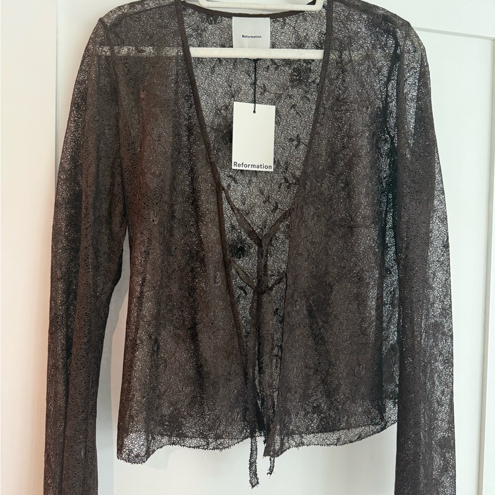 Reformation Sheer Brown Top (Never Worn)